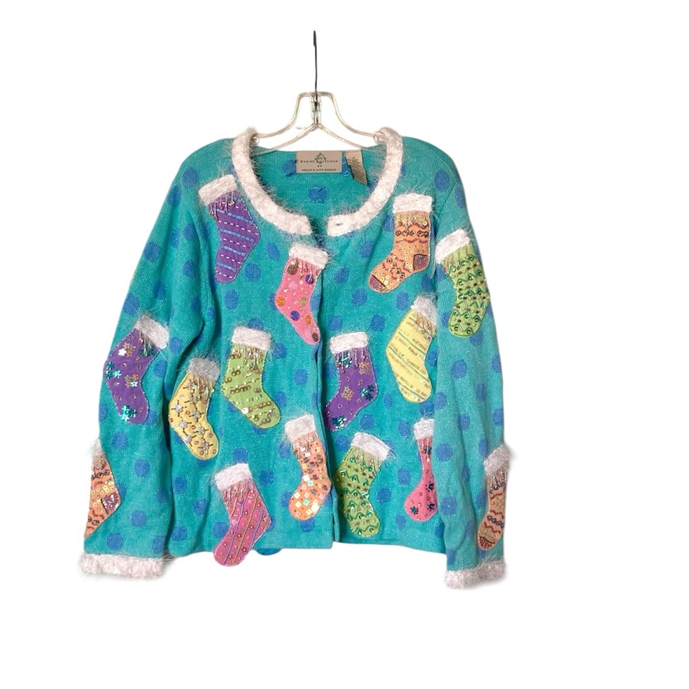 🌵Vintage Design Options By Philip And Jane Gordon Stockings Sweater Cardigan M